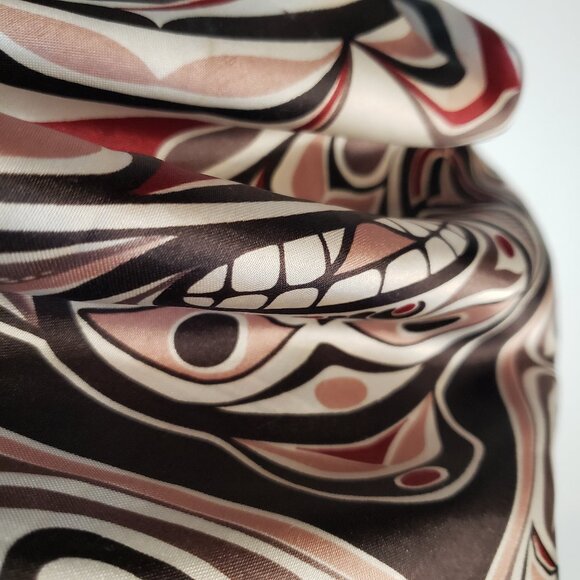 Inuit Formline First Nations scarf 27"x27" SKEMO Eleanor Paine Indian Sunface - Picture 9 of 10